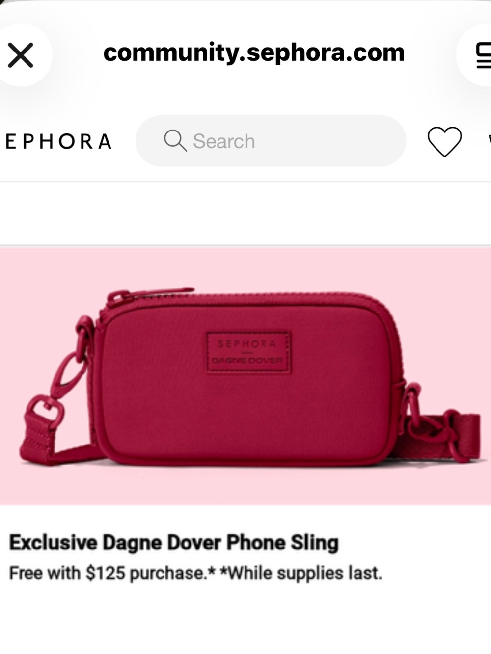 Dagne Dover for Sephora Red Crossbody Bag Pouch NWT - Picture 7 of 7